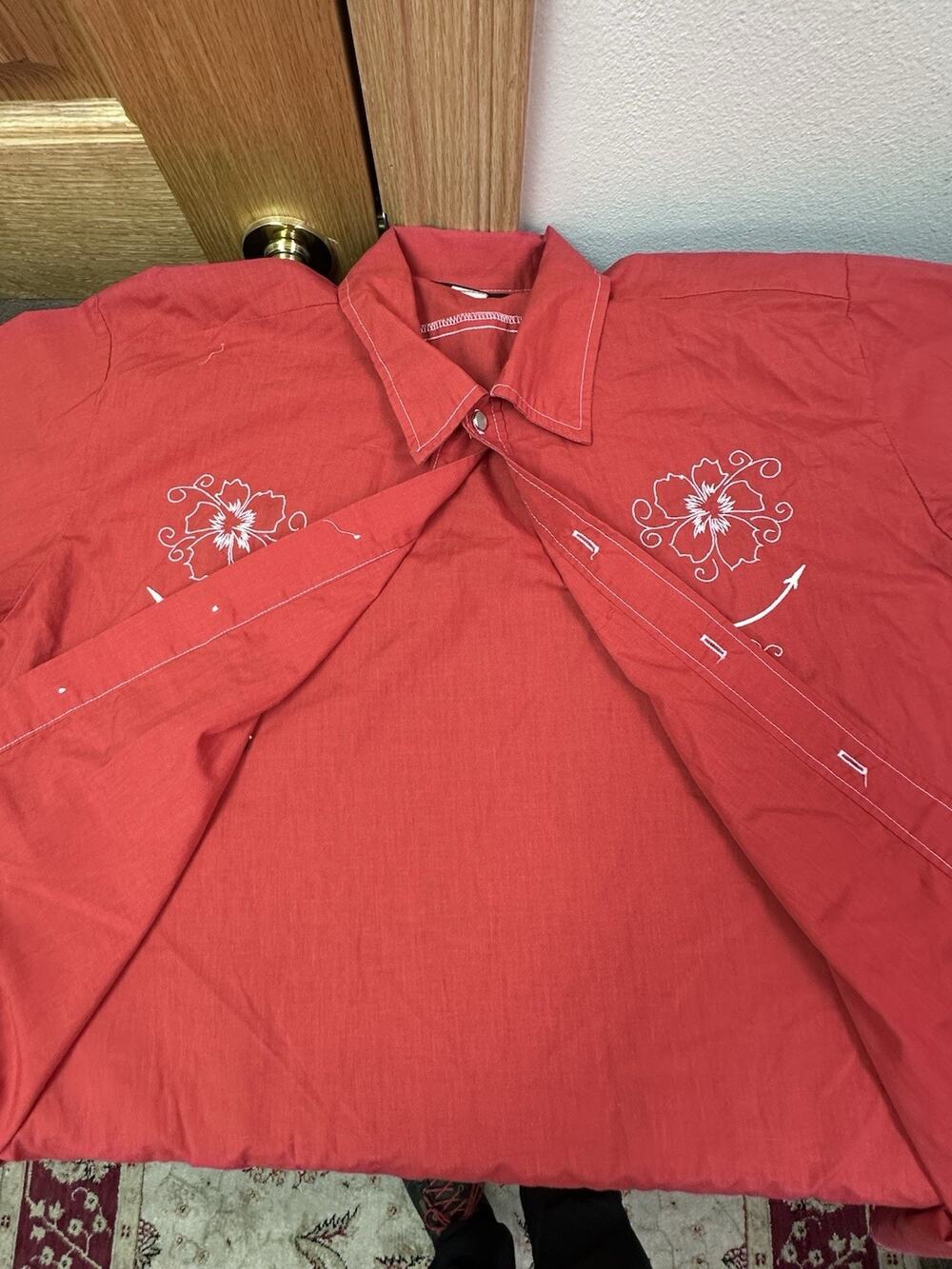 VTG Johnny Suede Button Shirt XL Mens Red Black White Western Bowling Retro